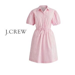J. Crew NWT Short Sleeved Collared Mini Dress Pink and White Size 18